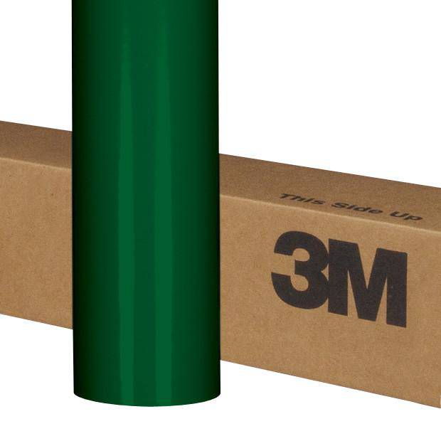 3M Scotchcal 3630-33 translucent graphic film in red, 48-inch wide roll, shown unrolled with bright red color and film texture.