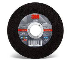3M Silver AB87464 Type 01 cut-off wheel in black, 4.5-inch diameter, 1/25-inch thickness, with 7/8-inch arbor opening.