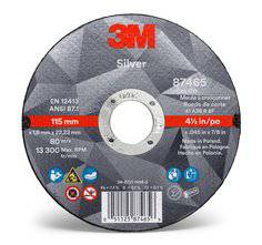 3M Silver AB87465 Type 01 cut-off wheel in black, 4.5-inch diameter, 0.05-inch thick, with 7/8-inch arbor for grinding tools.