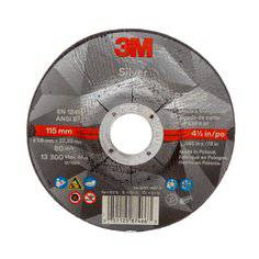3M Silver Type 27 cut-off wheel in black, 4.5 inch diameter, 0.05 inch thickness, with 7/8 inch arbor for metal cutting.