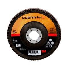 3M Cubitron Type 29 Flap Disc 969F, 60+ grit, 5-inch diameter with 7/8-inch arbor for grinding and finishing applications.
