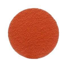 3M AB76629 2-inch orange Roloc TR cloth disc with 36 grit ceramic alumina for quick-change surface grinding and finishing.