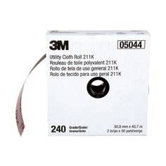 3M AB05044 aluminum oxide utility cloth roll, 2-inch x 50 yards, 240 grit, J-weight, used for sanding and surface prep.
