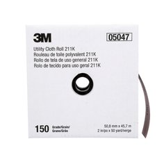 3M AB05047 - 2 Inch x 50Yd 150 Grit 211K Aluminum Oxide Utility Cloth Roll J-Weight 7000118339 - eGrimesDirect