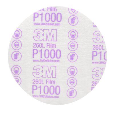 3M Hookit 969 - 6 Inch x Non-Vacuum Finishing 260L Aluminum Oxide 1000 Grit Velcro Film Disc 7000000568 - eGrimesDirect