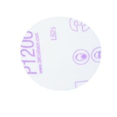 3M 00908 3-inch velcro film disc with 1200 grit aluminum oxide for finishing and polishing surfaces.