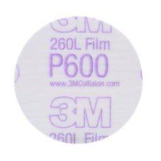 3M 00911 non-vacuum finishing Velcro film disc with 3-inch aluminum oxide 600 grit for sanding and polishing tasks.