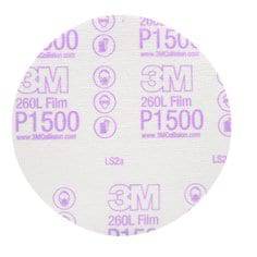 3M 6-inch aluminum oxide Velcro film disc with 1200 grit for sanding and polishing applications.