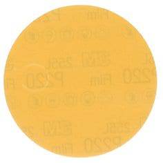 3M 5-inch aluminum oxide 220 grit non-vacuum Velcro disc for sanding and finishing applications.