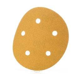 3M AB01067 5-inch vacuum-compatible Velcro disc with 5 holes, 80 grit aluminum oxide abrasive for sanding and finishing.