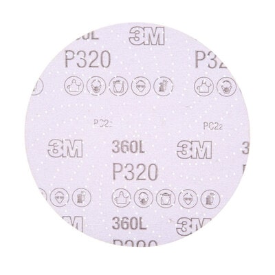 3M AB20801 - 6 Inch x Vacuum - Multihole 360L Aluminum Oxide 320 Grit Velcro Film Disc 7000045026 - eGrimesDirect