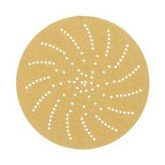 3M AB55506 5-inch vacuum multihole Velcro paper disc with aluminum oxide 80 grit for sanding and polishing surfaces.