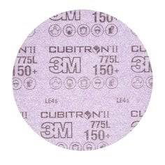 3M Cubitron ceramic alumina Velcro disc, 6-inch, non-vacuum, 150+ grit film abrasive disc for grinding and polishing.