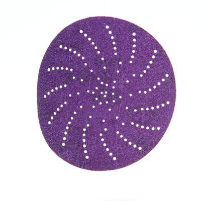 3M Cubitron II 31366 Velcro paper disc with 80+ grit ceramic alumina, 5-inch multihole design for vacuum sanding.