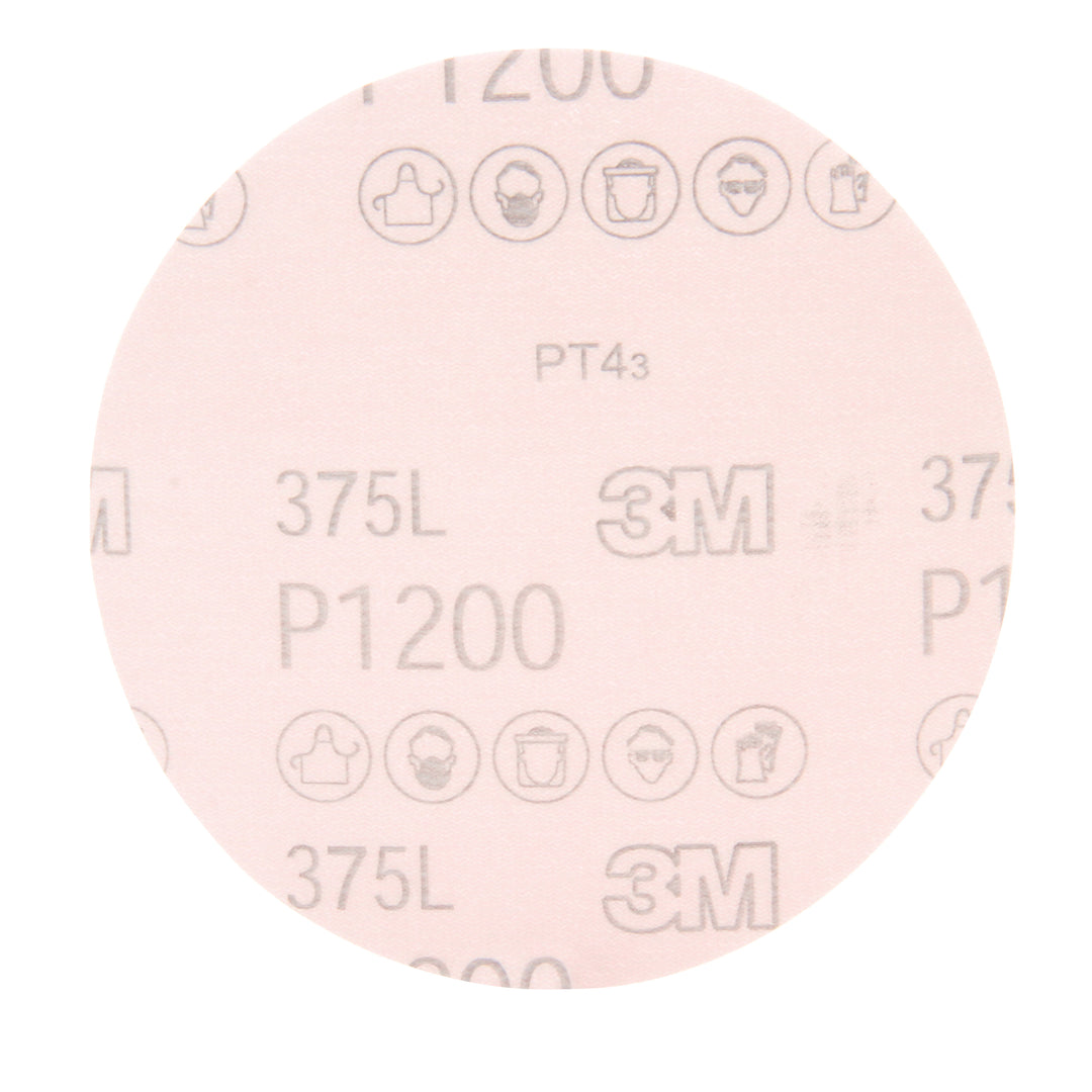 3M Hookit AB55708 - 5" X Non-Vacuum 375L Aluminum Oxide 1200 Grit Velcro Film Disc 7000045401 - eGrimesDirect