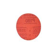 3M 01298 316U aluminum oxide 180 grit Velcro disc for sanding, 5-inch size, non-vacuum surface in a close-up image.