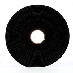 Black 3M Vinyl Foam Tape 4504, 3/4 inch by 18 yards, shown coiled with smooth foam surface and adhesive backing.