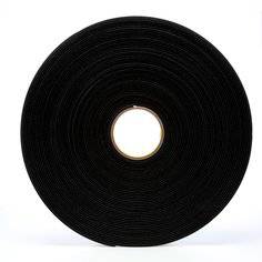 Black 3M Vinyl Foam Tape 4508, 1 inch by 36 yards, showing the tape rolled and unrolled on a flat surface.