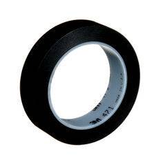 3M Vinyl Tape 471 in black, 1 inch wide and 36 yards long, shown individually wrapped on a clean surface.