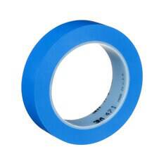3M Vinyl Tape 471 in blue, 1 inch by 36 yards, individually wrapped, shown with smooth blue tape roll and packaging details.