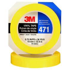 3M Vinyl Tape 471 in yellow, 3/4 inch wide and 36 yards long, individually wrapped for electrical or color coding purposes.
