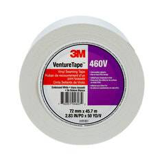 3M Venture Tape Vinyl Seaming Tape 460V embossed white, 72 mm x 50 yards, shown rolled with textured surface for sealing applications.