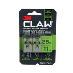 3M 3PH25M-4EF - 3M CLAW Drywall Picture Hanger with Temporary Spot Marker Holds 25 lbs 4 Hangers 4 Markers/Pack 3M 7100227273 7100227273 - eGrimesDirect