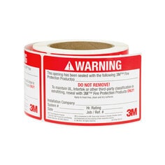 3M 7010400882 - 3M Firestop Identification Label 3 in x 5 in 250 Labels/Roll 4 Rolls/Case 3M 7010400882 7010400882 - eGrimesDirect