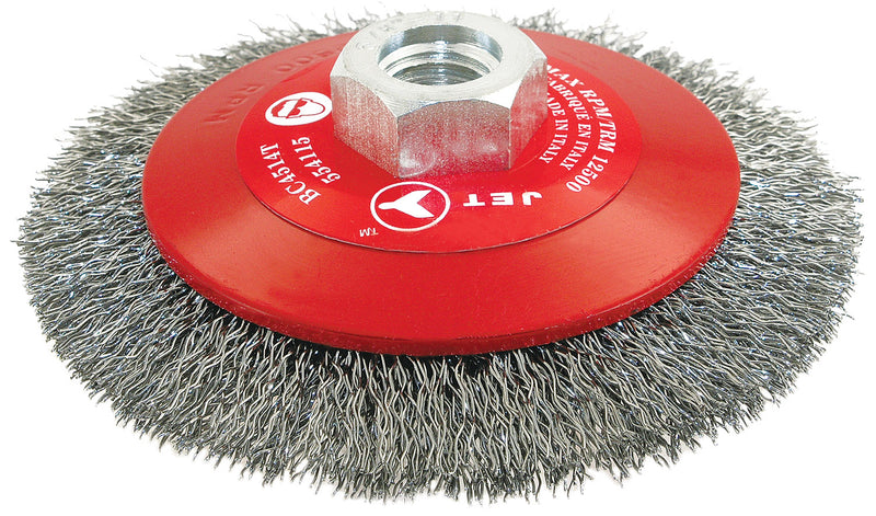 Jet BC514T - High Performance Crimped Conical (Bevel) Brush (5 Inch x 5/8 Inch - 11NC) in Medium