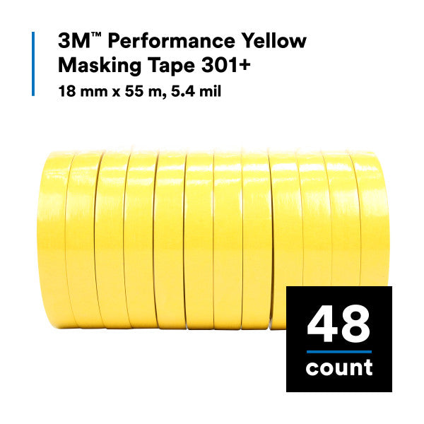 3M 301+18X55 - Performance Masking Tape 301+ Yellow (0.71 Inch x 60 Yards) 7000124888