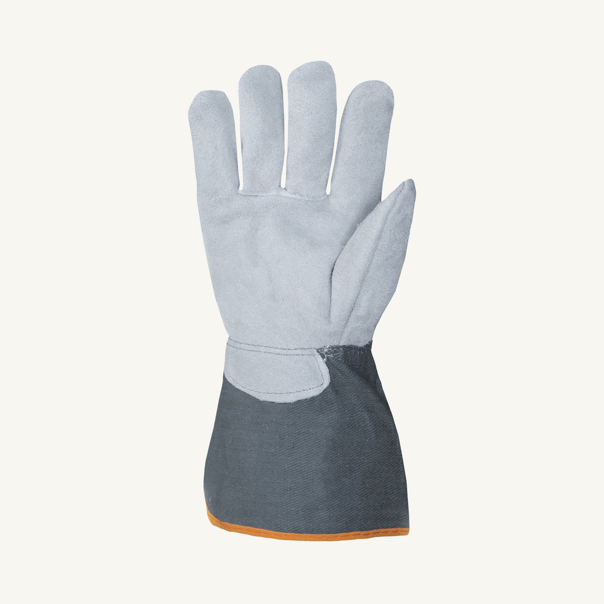 Superior Glove 66G split fitters lined palm glove with 4-inch gauntlet cuff, showcasing durable protective workwear.