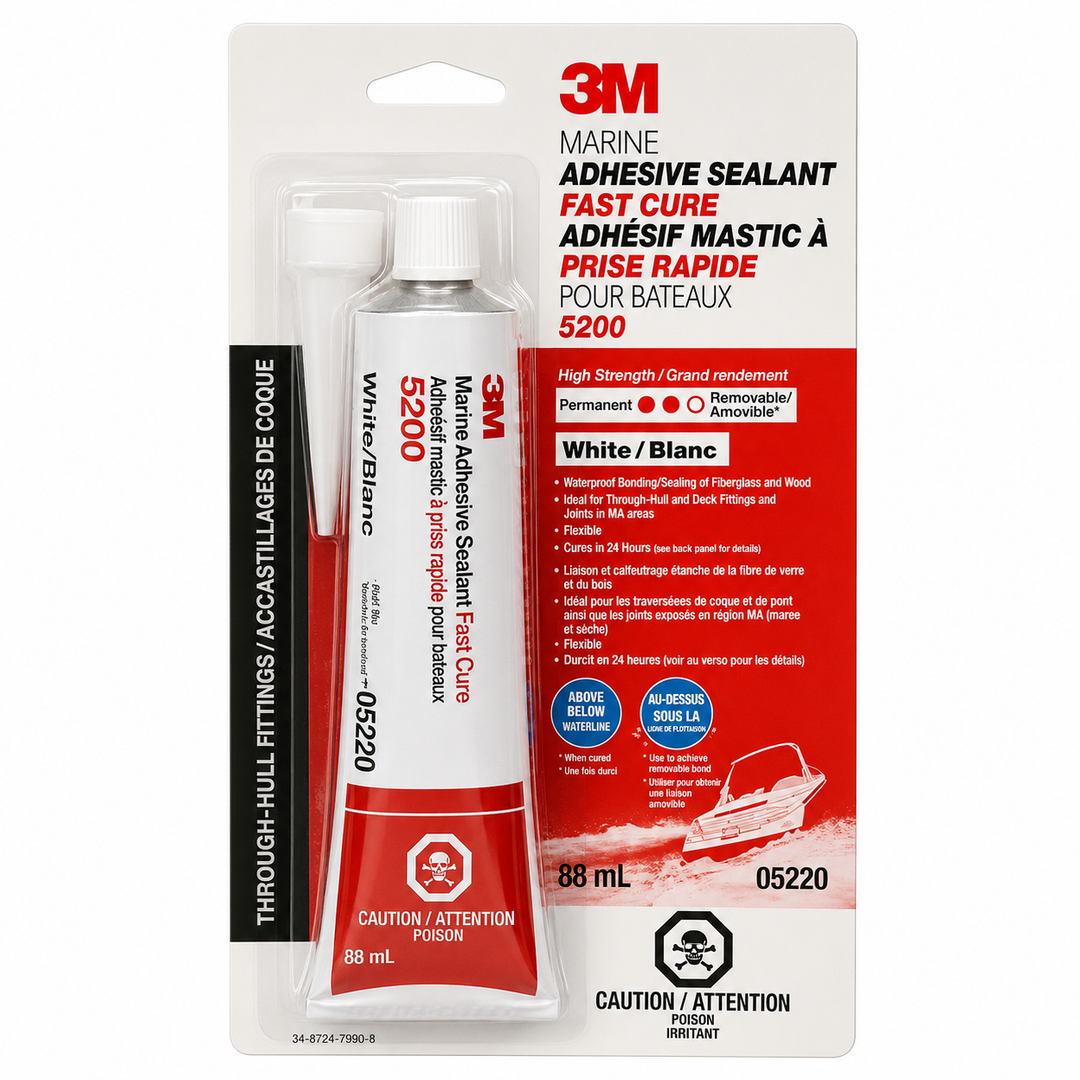 3M 05220-88ML - Fast Cure Marine Grade Adhesive Sealant in White - 3 fl. Oz (88 ml) 7000142633