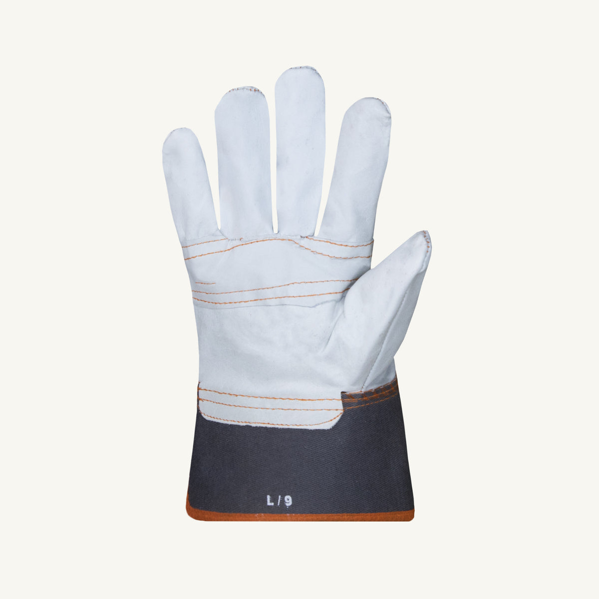 Superior Glove 76YBDQ Endura grain cowhide fitters glove with patch palm and safety cuff for durable hand protection.