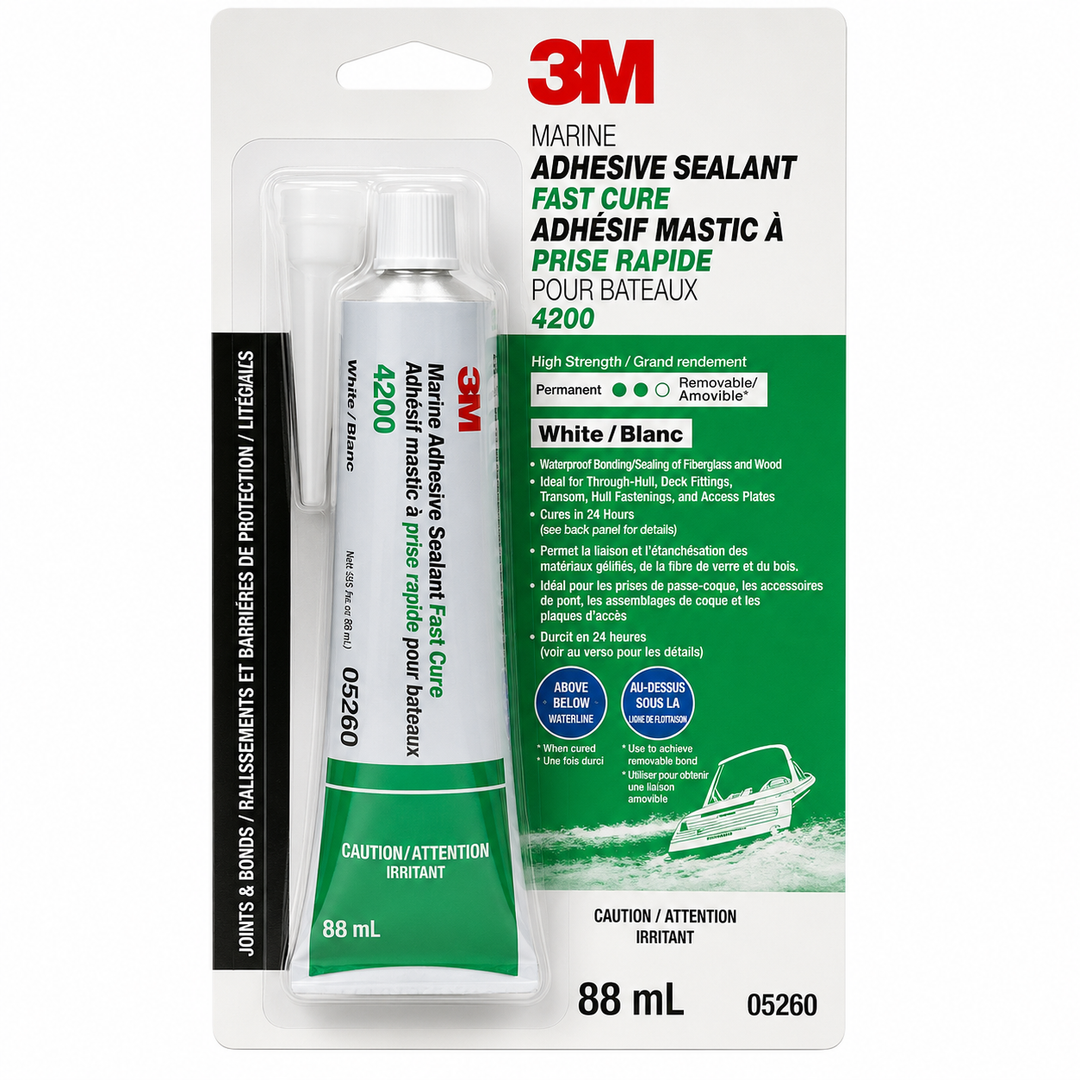 3M PN05260 - Fast Cure Marine Grade Adhesive &amp; Sealant 4200FC in White - 2.97 fl. Oz (88 ml) 7000149601