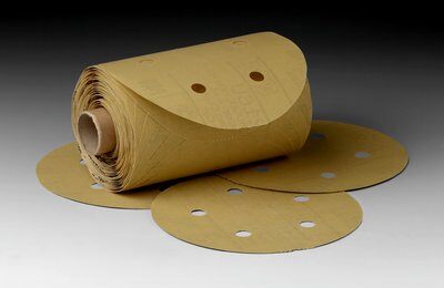 3M AB96433 5-inch self-adhesive PSA discs with aluminum oxide abrasive, 320 grit for sanding and grinding applications.