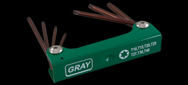 Gray 69927 - 7 PIECE S2 LONG TORX, FOLDING HEX KEY SET, T10 - T40 GRAY TOOLS 69927 - eGrimesDirect