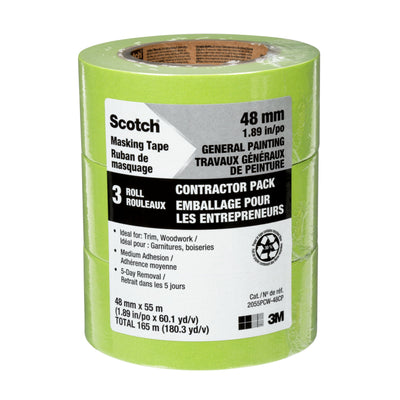 3M Scotch 2055-48ER3 - General Painting Multi-Surface Painter's Tape (1.88 Inch x 60.1 Yards) 3/PK 7100200953 - eGrimesDirect