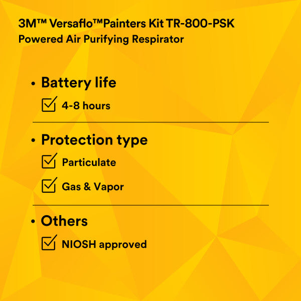 3M Versaflo TR-800-PSK - Powered Air Purifying Respirator Assembly Painters Kit 7100150922