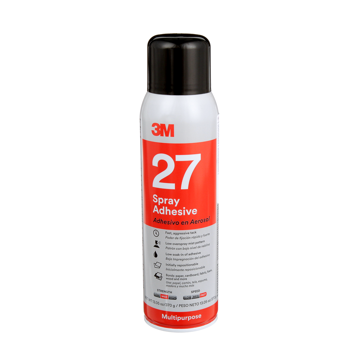 3M Multi-Purpose Spray Adhesive 27, clear, single 16 fl oz can, net weight 13.05 oz