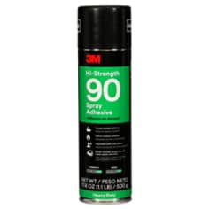 3M Hi-Strength Spray Adhesive 90, Clear, 24 fl oz (709 ml) Can, 17.6 oz Net (520 ml), 12/Case