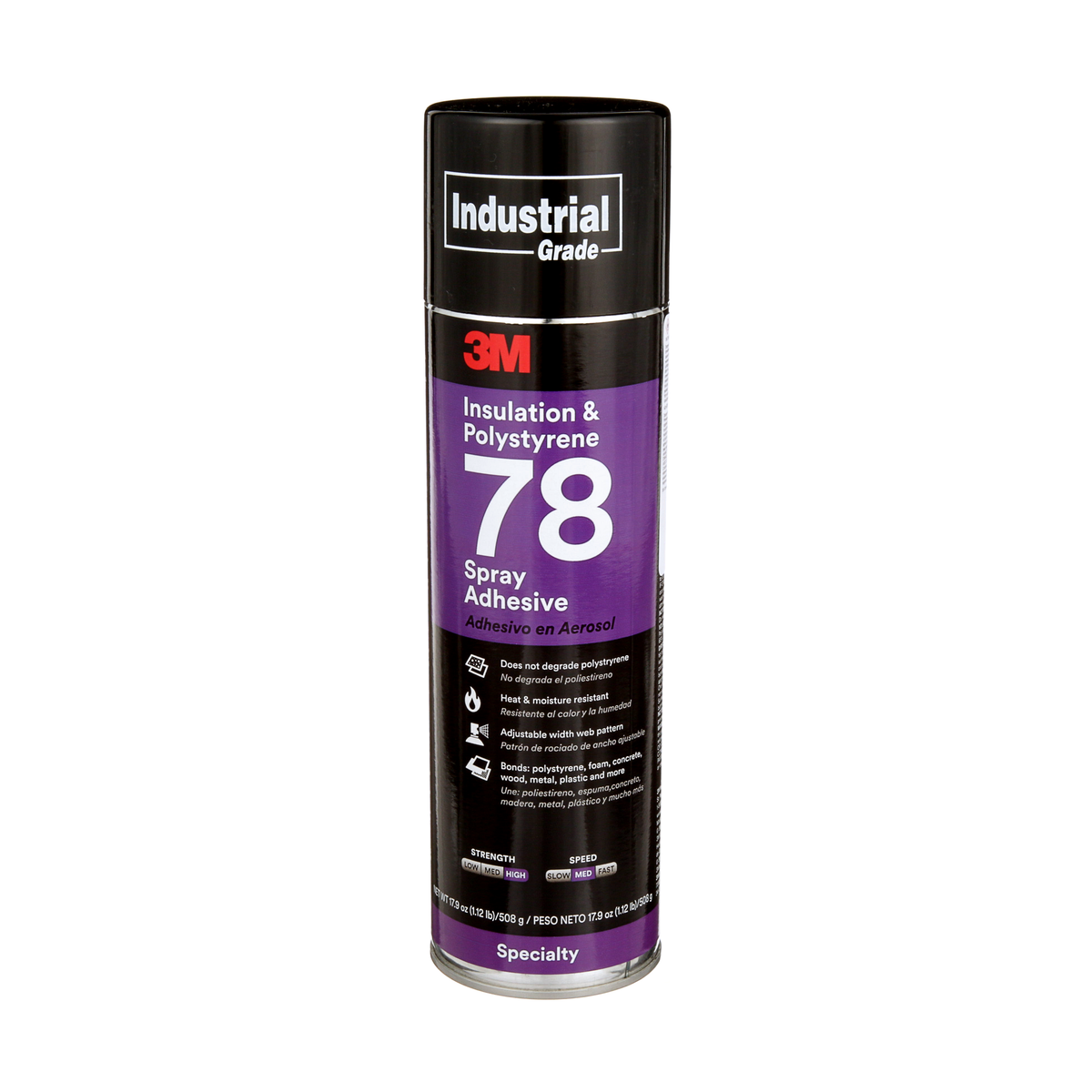 3M Polystyrene Foam Insulation Spray Adhesive 78, clear, single 24 fl oz aerosol can, net weight 17.9 oz