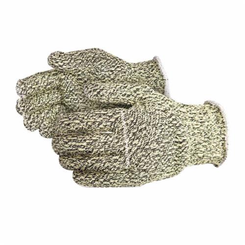 Medium Superior Glove Contender SPGCXC heavy-duty cut-resistant string-knit reusable gloves, showing close-up of glove material and design