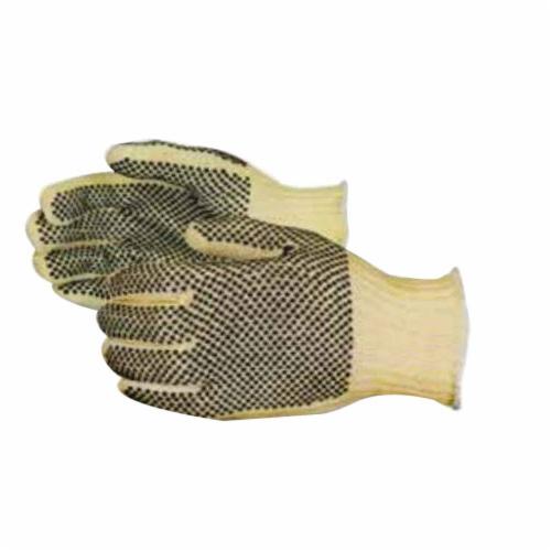 Medium Superior Glove Contender SPGRK2D/M cut and heat resistant reusable gloves with acrylic liner and PVC dotted surfaces visible.