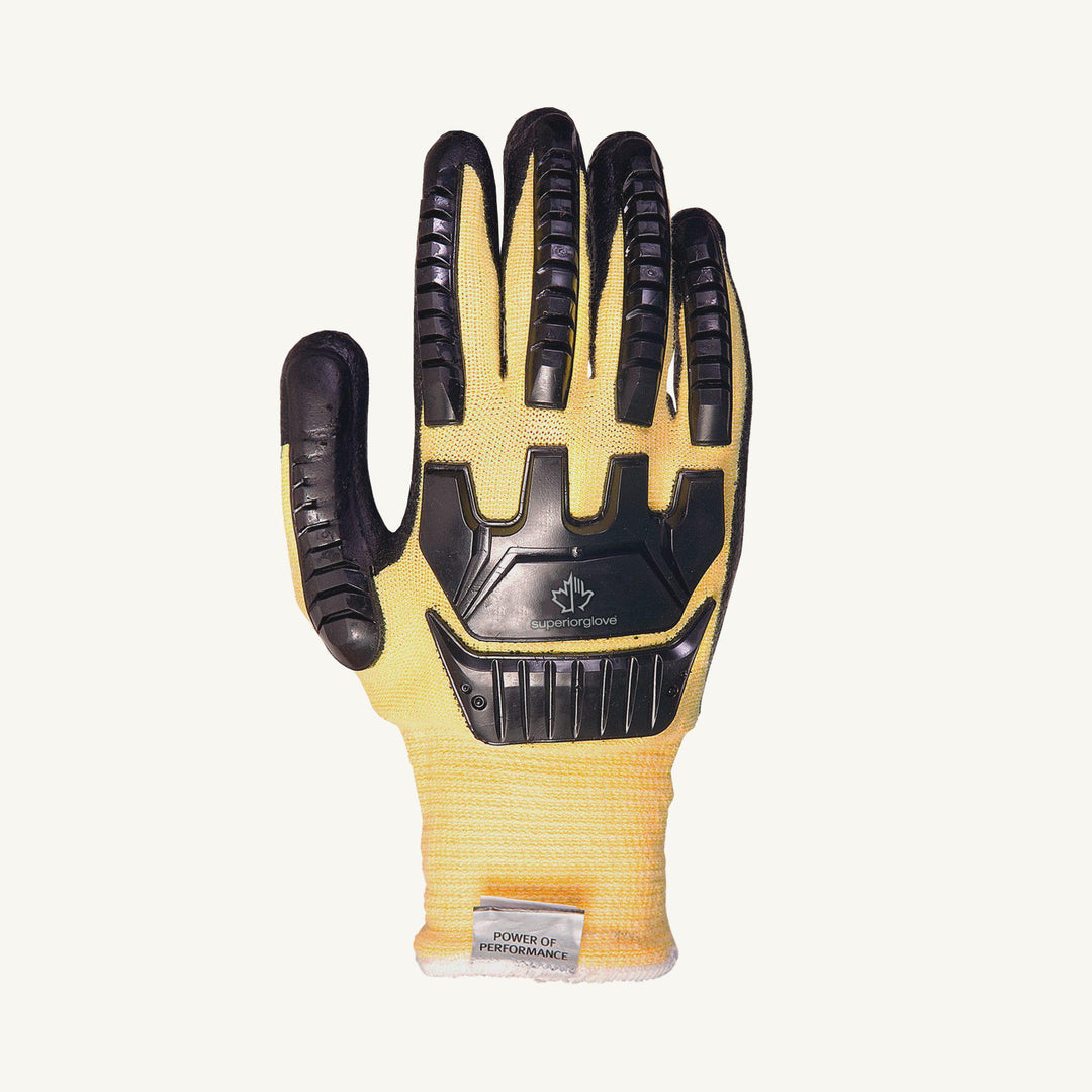 Superior Glove Dexterity SKFGFNVB/X reusable blended Kevlar gloves with foam nitrile palms and anti-impact taper back, X-large size.