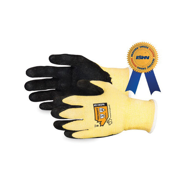 Superior Glove Dexterity S13KGPN-10 reusable gloves with blended Kevlar and nitrile-coated palms, size 10, for enhanced grip and protection.