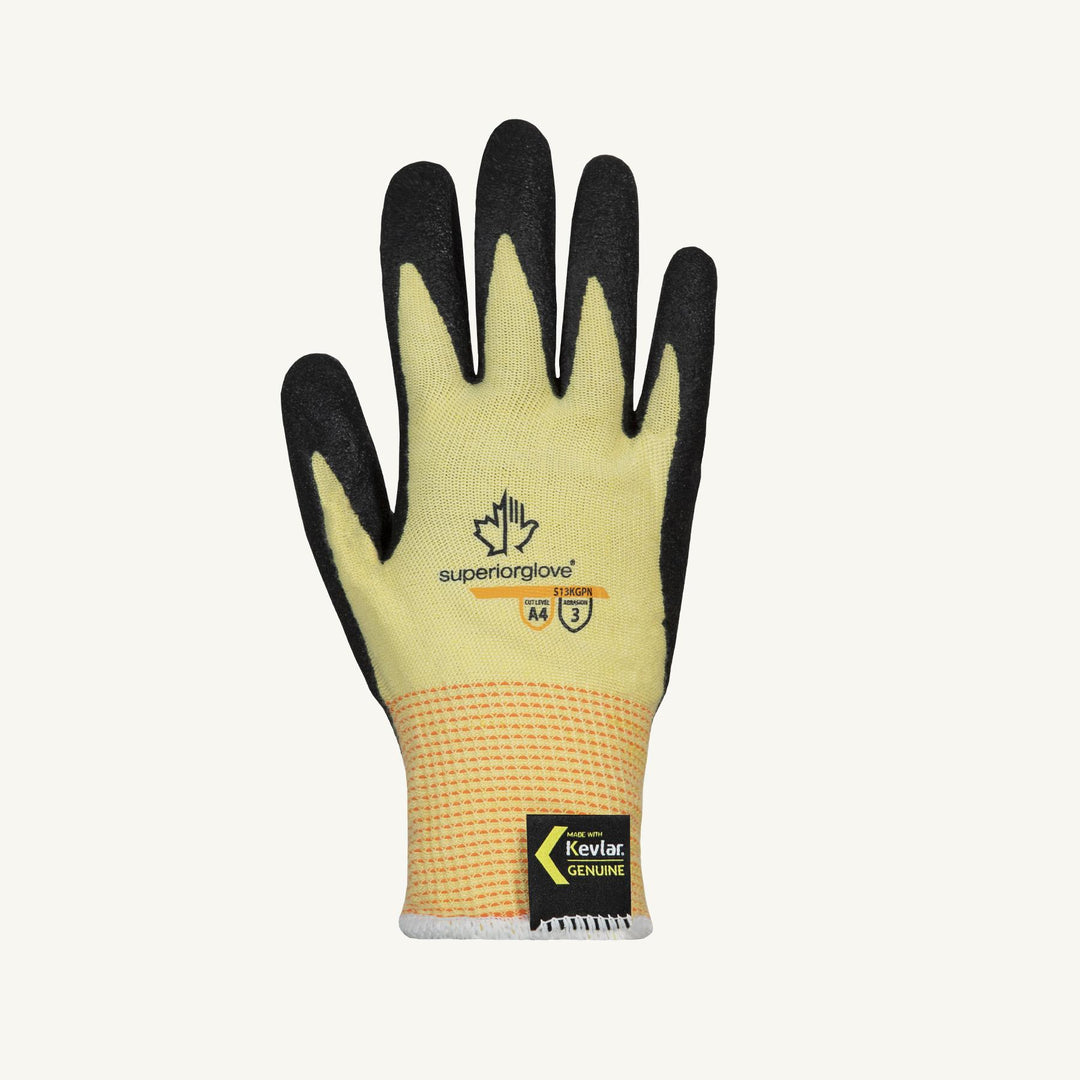 Superior Glove Dexterity S13KGPN-7 reusable blended Kevlar gloves with micropore nitrile-coated palms, size 7.