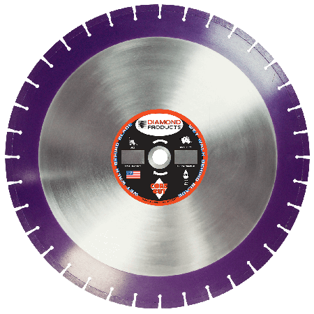 Diamond Products 36817 - 30 Inch Inch x .155 Inch x 1 Inch Imperial Purple (I) Cured Concrete Walk Behind Saw Diamond Blade with Metric Core and slant-segment for undercutting protection - eGrimesDirect