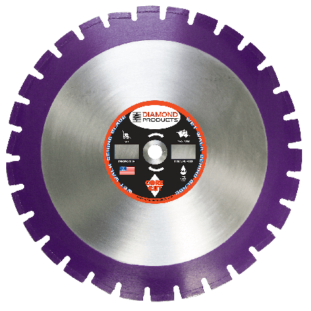 Diamond Products 36828 - 30 Inch x .187 Inch x 1 Inch Imperial Purple (I) Asphalt/Green Concrete/Asphalt, Concrete Overlay Walk Behind Saw Diamond Blade with Metric Core and slant-segment for undercutting protection - eGrimesDirect