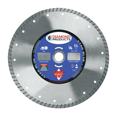 Diamond Products 80005 - 9 Inch x .095 Inch x 7/8 Inch, Star Blue (B), General Purpose, Cured Concrete, High Speed Hand Saw Turbo Diamond Blade - eGrimesDirect