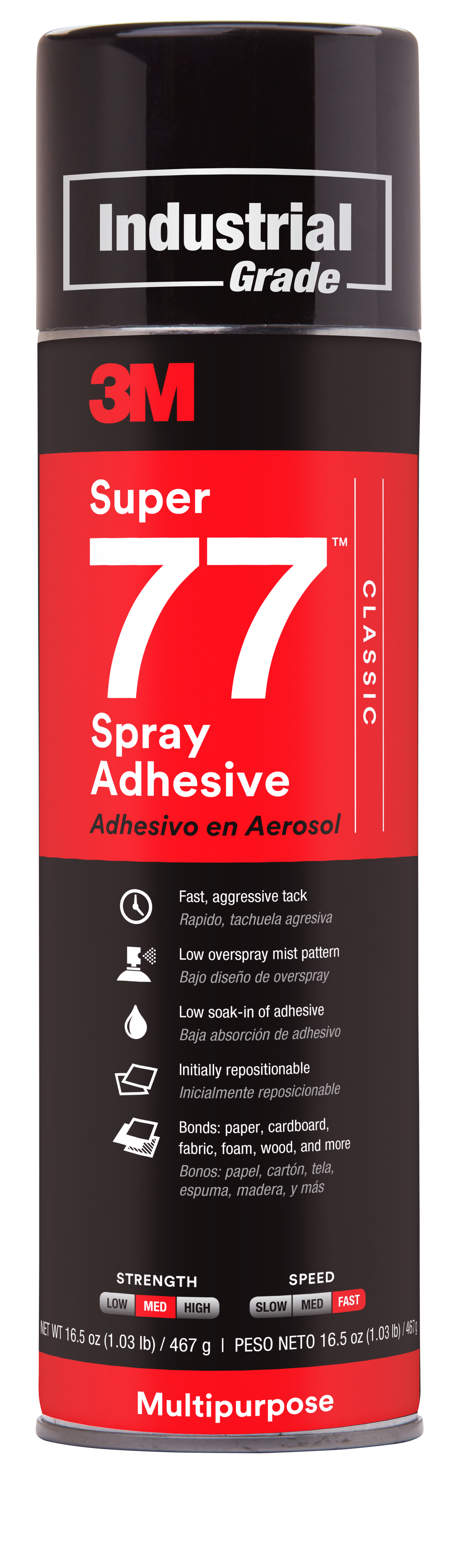 3M Super 77 Classic Spray Adhesive 7000028592, single 24 fl oz can, net weight 16.5 oz